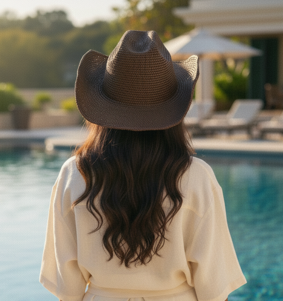 MIAMI RAFFIA HAT- CHOCOLATE